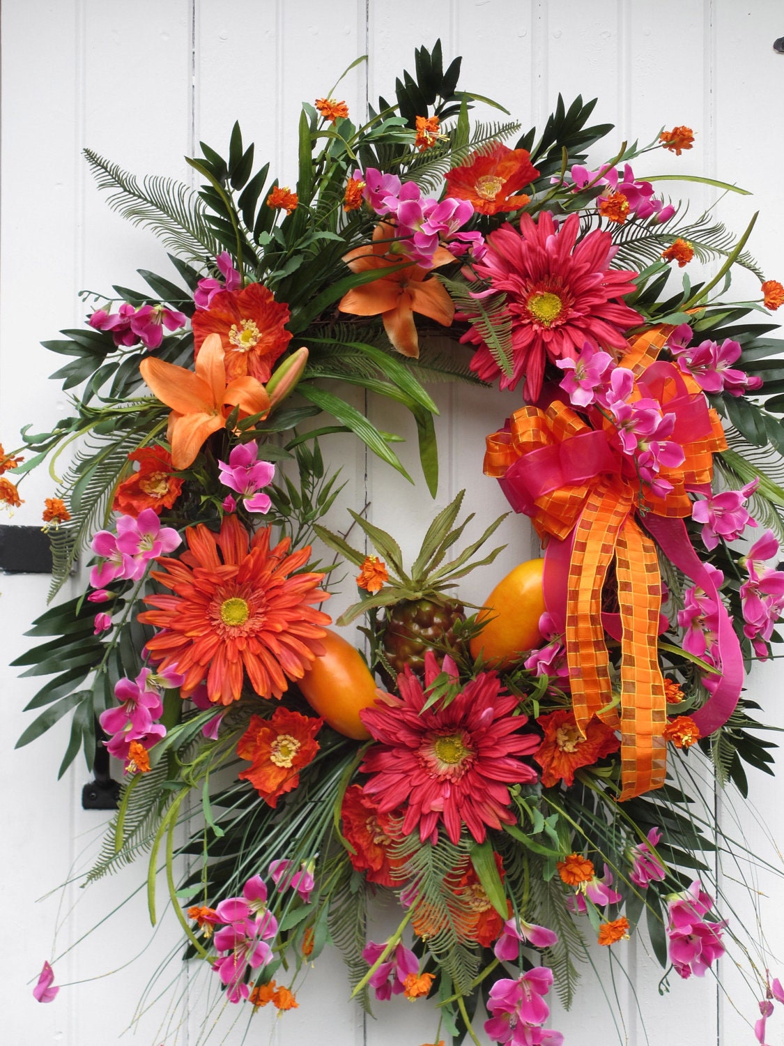 Tropical Wreath Spring Summer Wreath Hawaiian by hollyhillwreaths