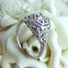 RESERVED Antique Art Deco Diamond Filigree Engagement Ring with Love Birds and Flowers