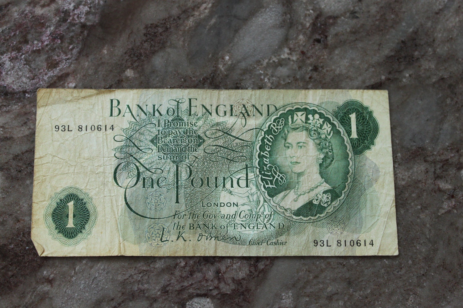 Vintage Currency 1950's UK Banknote One Pound by gaelicmal on Etsy