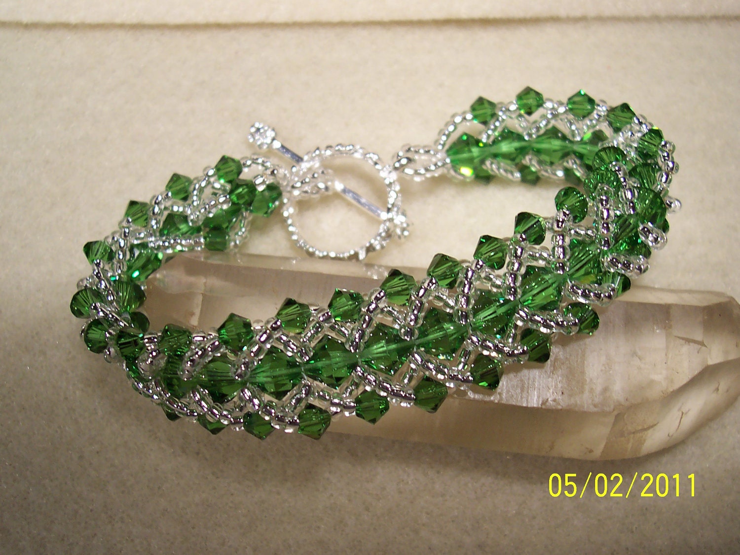 Swarovski Crystal Fern Green Bracelet And Earring Set