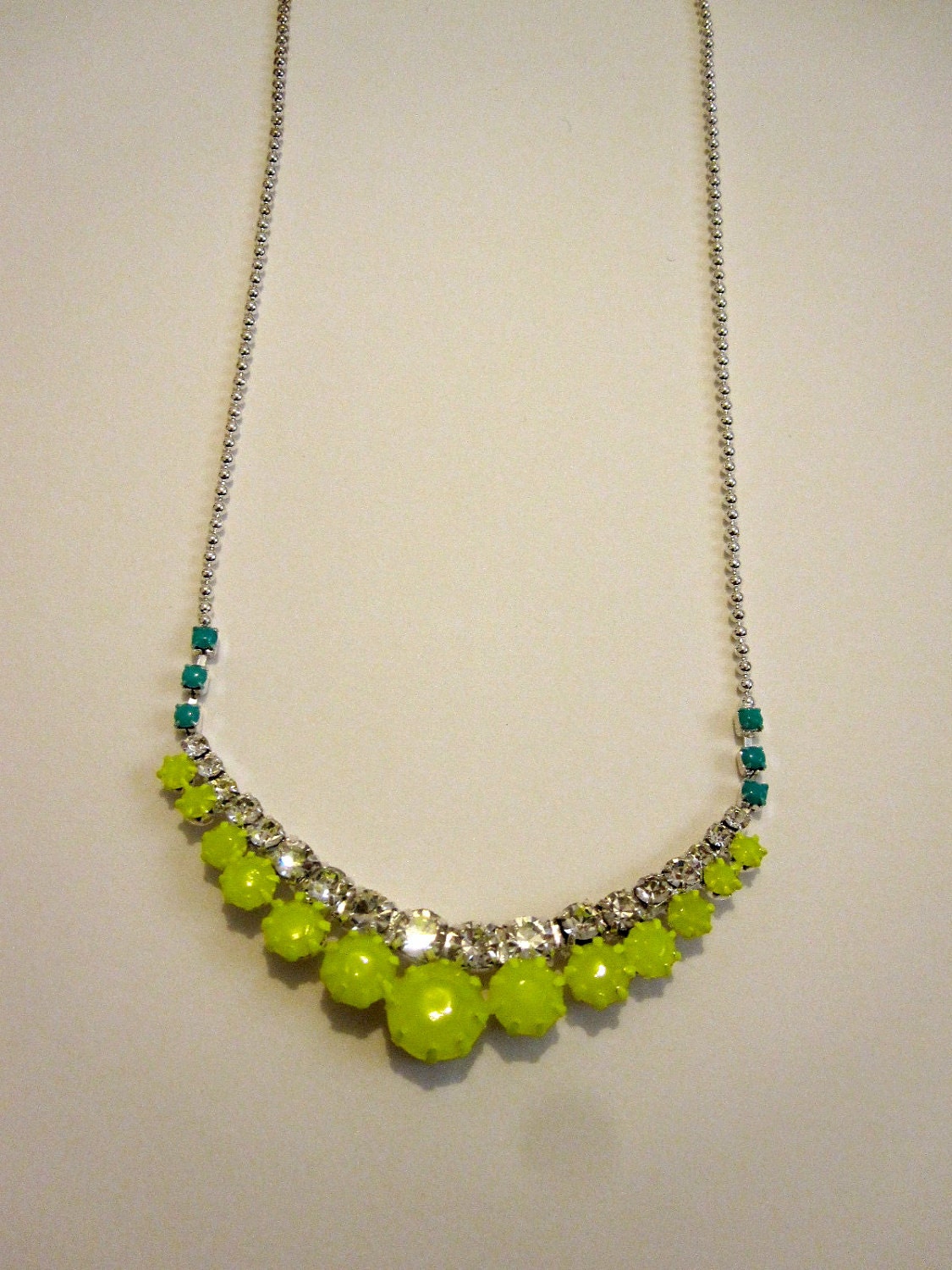 Hand Painted Neon Rhinestone Necklace