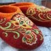 Felted Slippers- Khokhloma painting -Made to order-