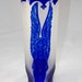 Large Cobalt Blue Etched Angel on Frosted Lead Crystal Candle Votive Holder- House Decor- Vintage- Glass Art- Art Deco