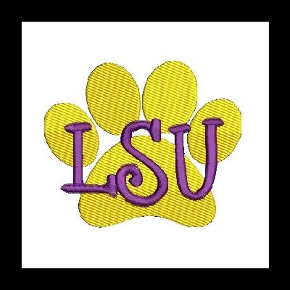 LSU Paw Print LSU Embroidery Design 23 Instant Download
