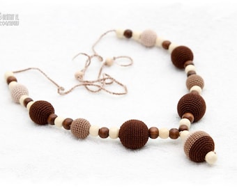 SALE Breastfeeding Nursing mom necklace Teething necklace - brown,beige,cream, mom accessory.