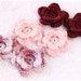Reserved for Diana Set of 6 crochet flower appliques - old pink, baby pink and burgundy