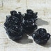 6 Rose Cabochons 10mm Black