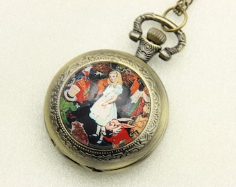 Necklace Pocket watch alice in wonderland classic