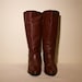 Size 7 Vintage 1980s Brown Leather Tall Flat Riding Pirate Fold Over Style Boots
