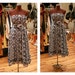 1970s Embroidered Strapless Boho Blue and White Handmade Maxi Dress with Matching Sash Belt