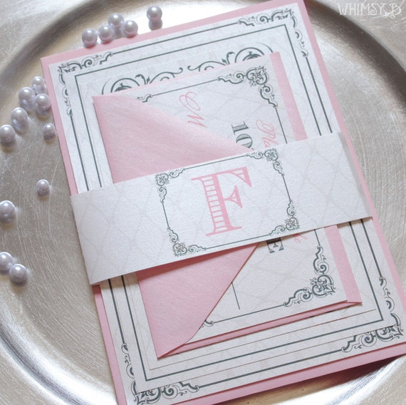 Pink Grey Wedding Invitations 10