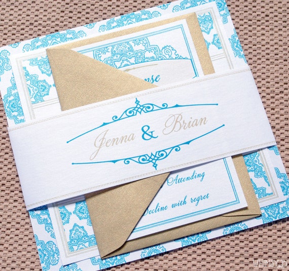 Teal And Gold Invitations 7