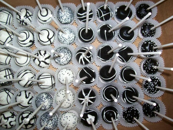 Items similar to Black and White Custom Cake Pops, set of 24 - for any ...