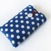 iPhone 4 case bag cover blue white dotted dots fabric polka dots handmade 4S, 3G, 3GS, 5