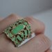 Vintage turquoise gold long ring size 7.5