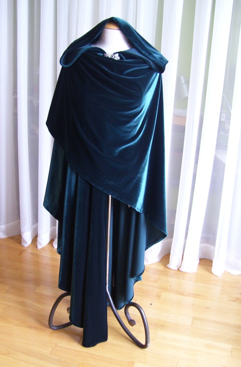 Forest Green velvet cloak full oval YOUR LENGTH