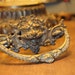 SALE ANTIQUE old victorian gargoyle demon lion head brass drawer pull knob vintage collectors piece