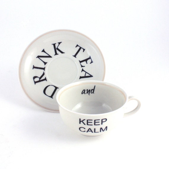 keep calm carry on tea set