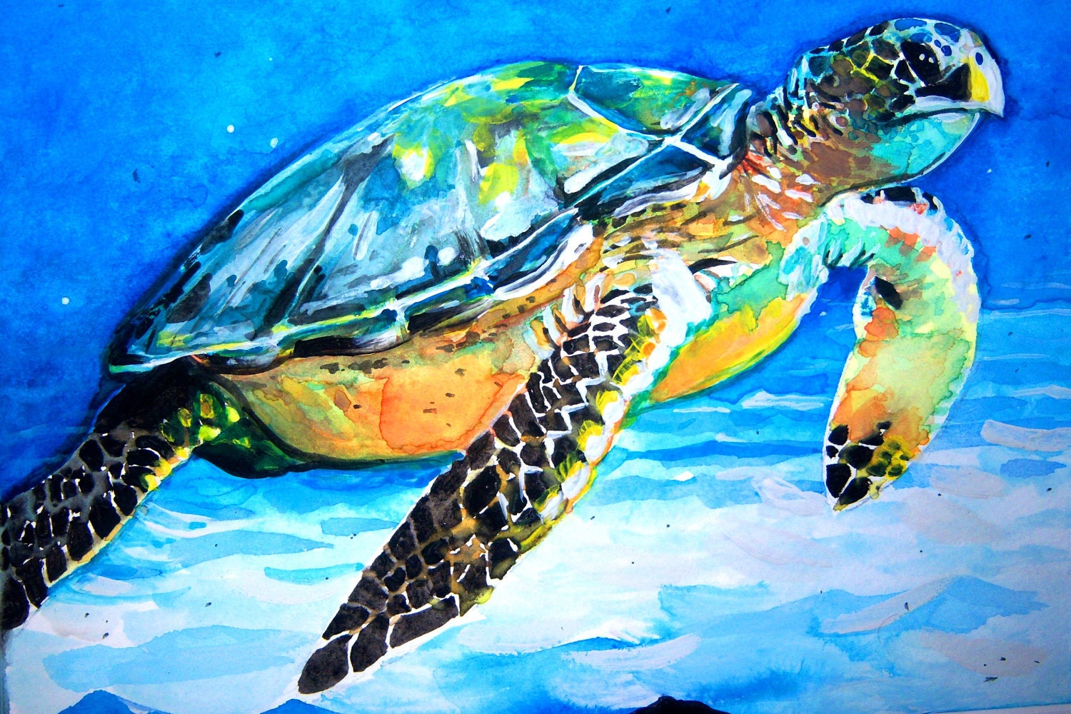 Items similar to Loggerhead Sea-turtle Print on Etsy