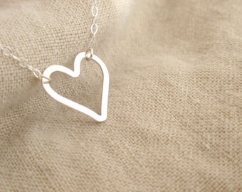 Heart Sterling silver necklace-simple everyday jewelry-gift for her