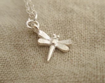 Dragonfly Charm Sterling silver necklace-simple everyday jewelry