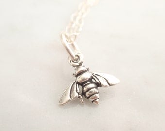 Mini bee Sterling silver necklace-simple everyday jewelry