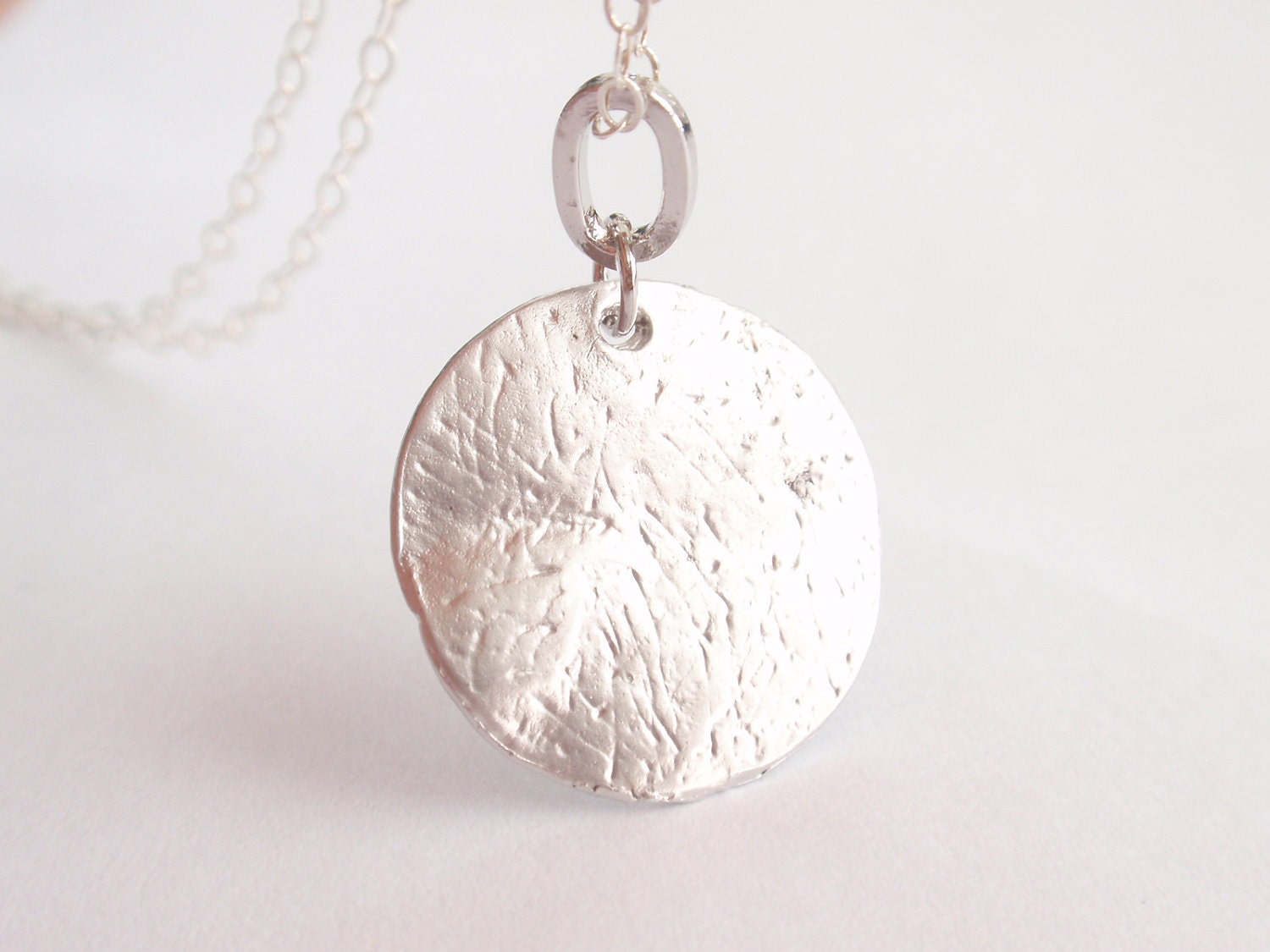 Disc Sterling silver necklacesimple everyday jewelry by Hepzzi