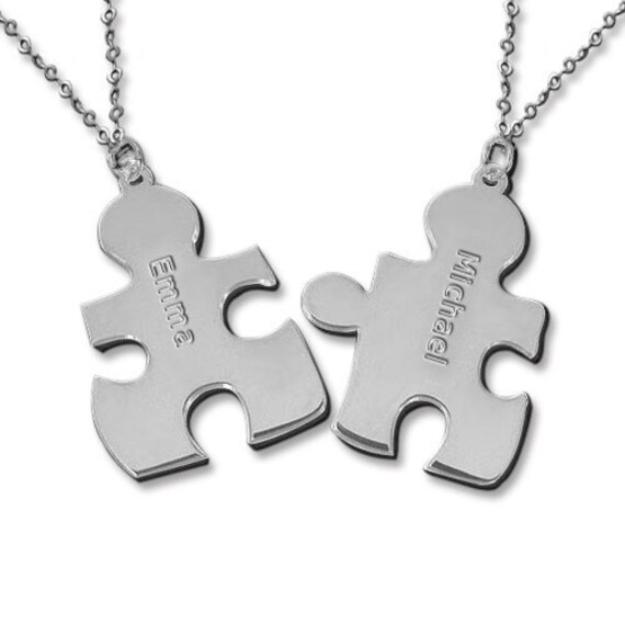 Personalized Couple's Puzzle Necklace by PersonalizeMeJewelry