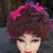 Vintage Fuschia Pink Net Hat With Flowers and Bows