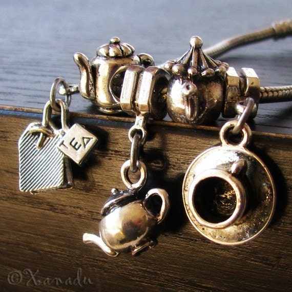 5PCs Tea Themed Teapot And Teacup Charms For European Charm