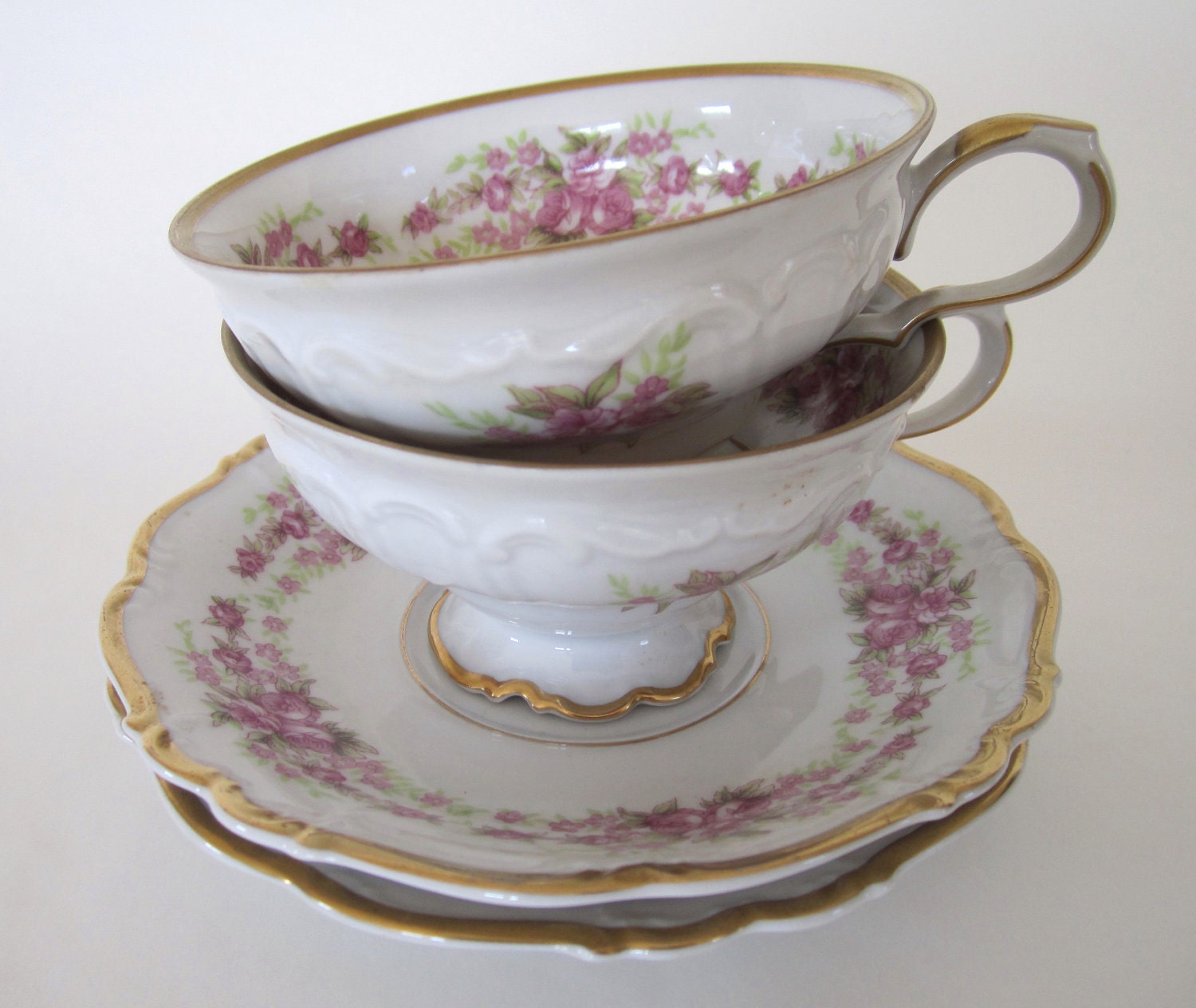 Dresden Rose Grace China Tea Cup and Saucer Set of 2