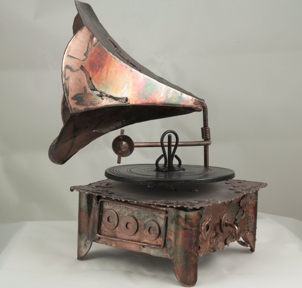 Vintage Record Player Music Box Victrola Love Story Theme Turn