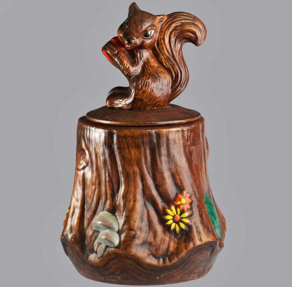 Mid-Century Squirrel Cookie Jar Extra Large Dark Brown