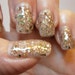 Turtle Soup Nail Lacquer - Golden Green Glitter Custom Nail Polish - Full Size Jar With Clear and Brush