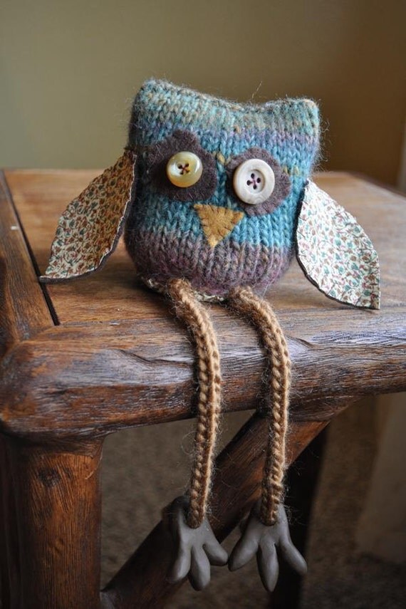 Long Shanks Collection: Knit Fabric Heathery Owl Amigurumi