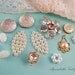 Shabby Chic White Ivory Button Pearl Crystal Rhinestone Flower Cabochon Charm Mix (13)