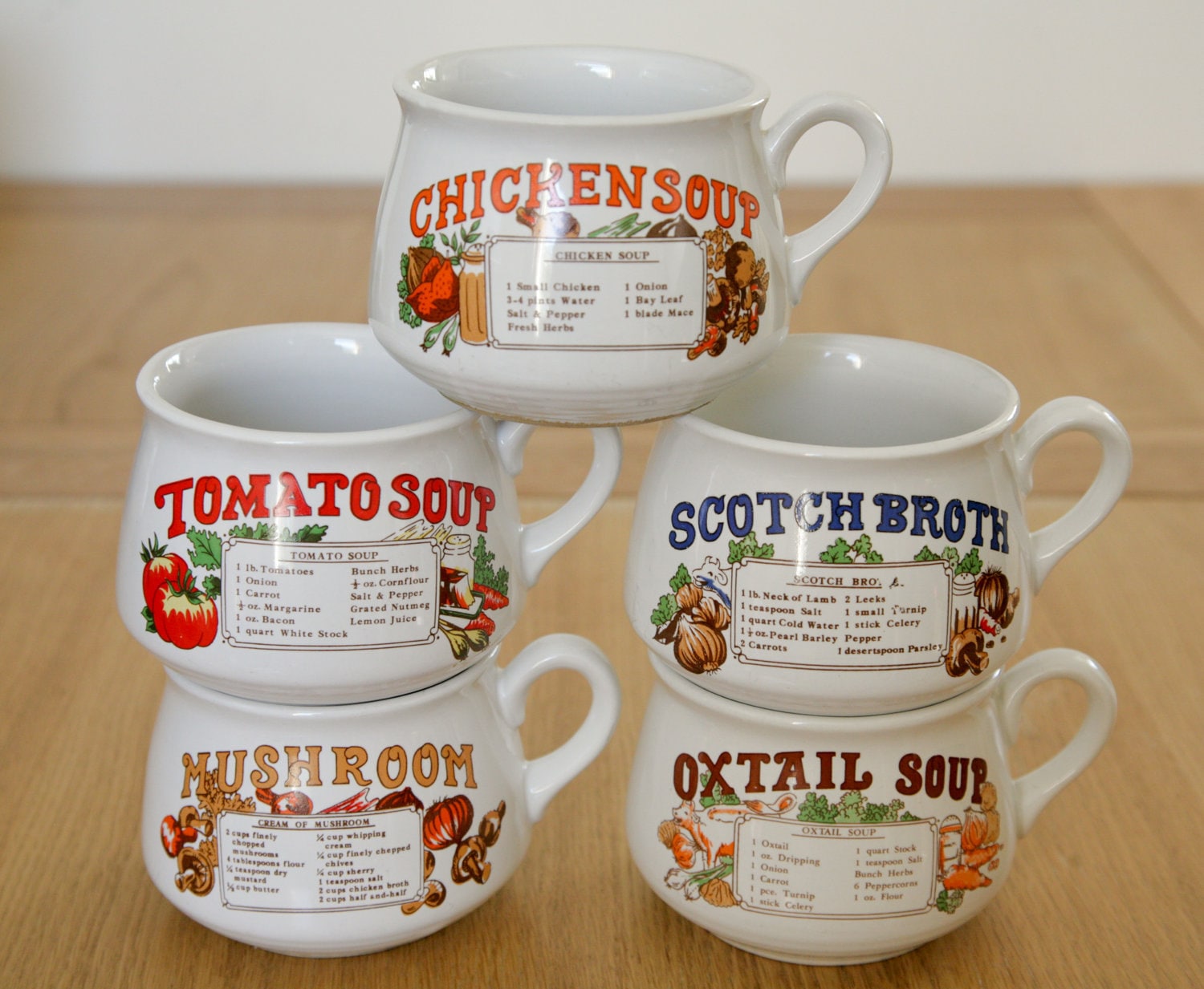 Retro 80's Soup Mugs Reserved for Vicki