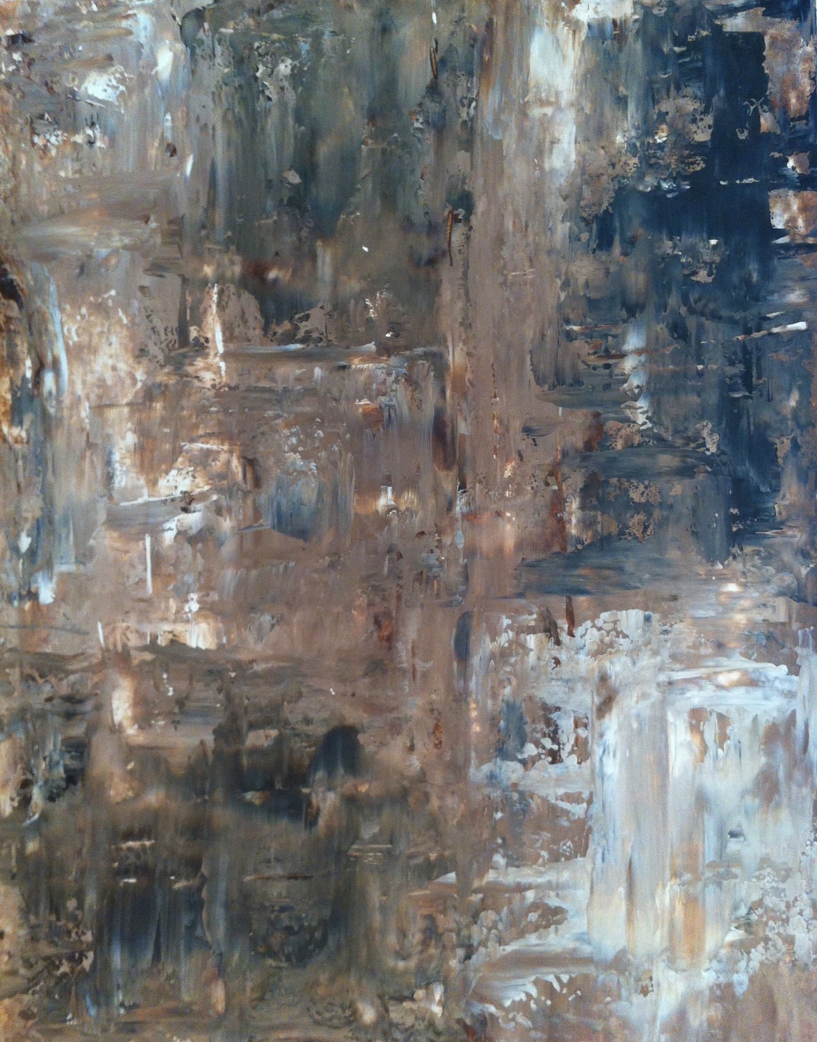 Acrylic Abstract Art Painting Brown Cream Black White