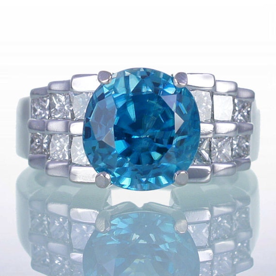 Turquoise Blue Zircon Diamond Ring by SAMnSUE on Etsy