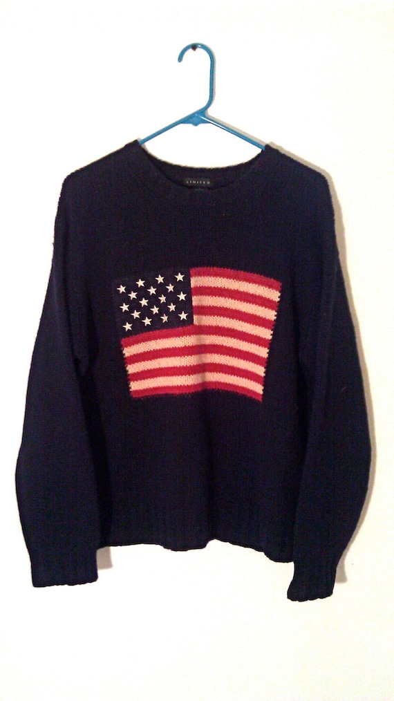 Vintage Navy Wool American Flag Sweater Limited