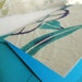 Turquoise color Katazome stencil dyed greeting card