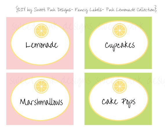 printable fancy labels pink lemonade collection