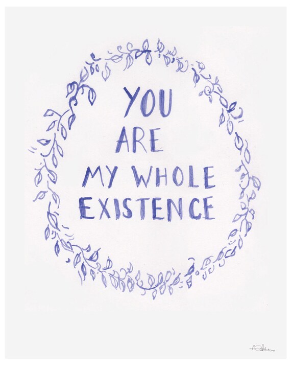 Items similar to You Are My Whole Existence Watercolour Floral Wreath