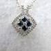0.50 ct Real Princess Sapphire & Diamond Accented 14k Pendant Necklace --14k White Gold