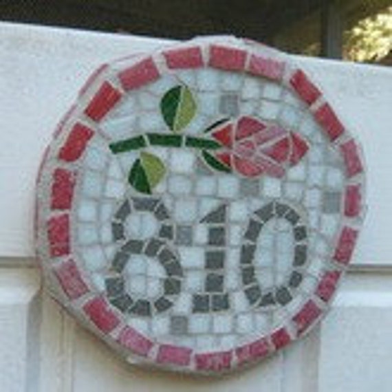 Items similar to Mosaic Rosebud House Number Kit on Etsy