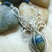 Natural Lapis Lazuli Chrysocolla Wire Wrap Amulet/Pendant Necklace (W11)