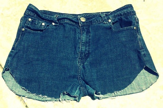Items similar to Blue Jean Shorts High Waisted Denim Distressed Blue ...