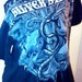 Silver Star 1993 Black Gray Off The Shoulder Tshirt Upcycled Cut short Sleeves off the shoulder Faded Cut Distressed Medium Made in OC, USA