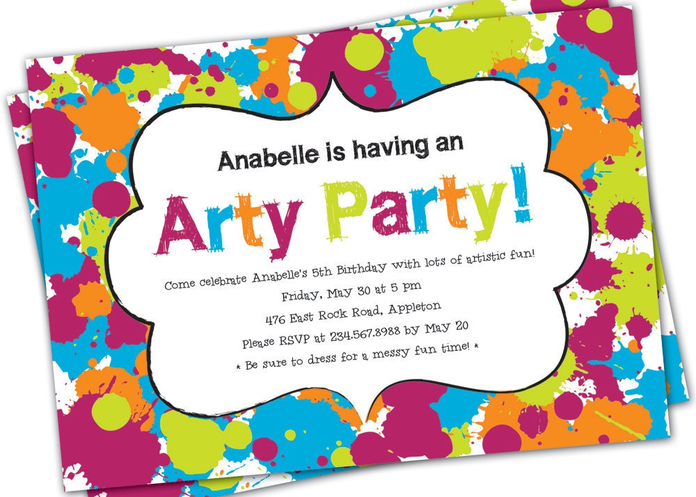 Art Birthday Party Invitation Custom Printable Artistic