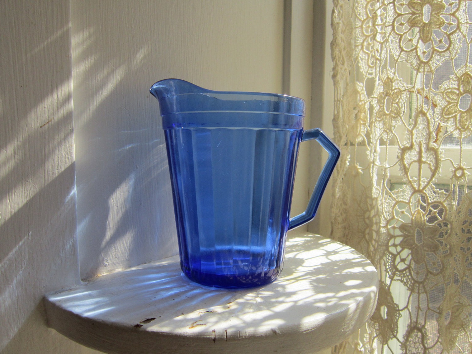 Download Vintage Cobalt Blue Depression Glass Pitcher or Creamer